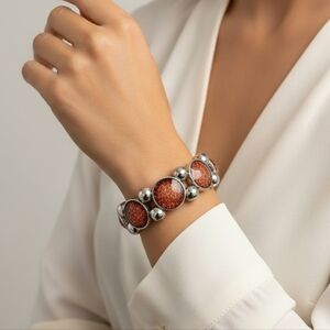 Beautiful Silver and Red Bracelet
